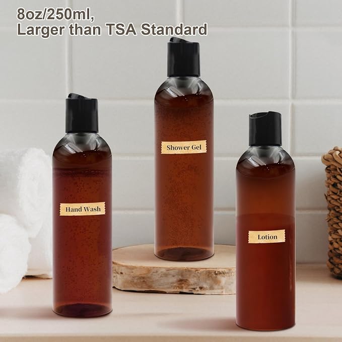 6 Pack 8 oz Amber Plastic Squeeze Bottles - Image 6