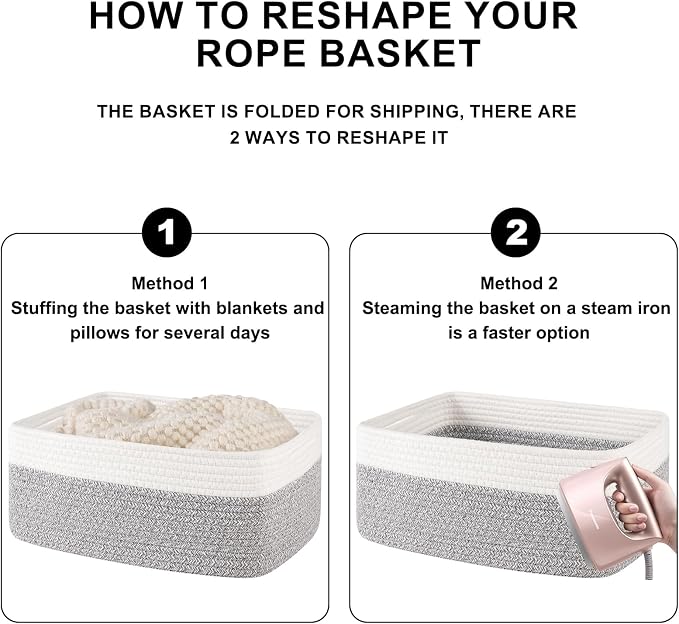Storage Baskets for Organizing 3 Pack, Woven Baskets for Shelves, Closet - Image 8