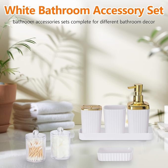 Bathroom Accessories Set, 9 Piece White Bathroom Sets Complete - Image 2