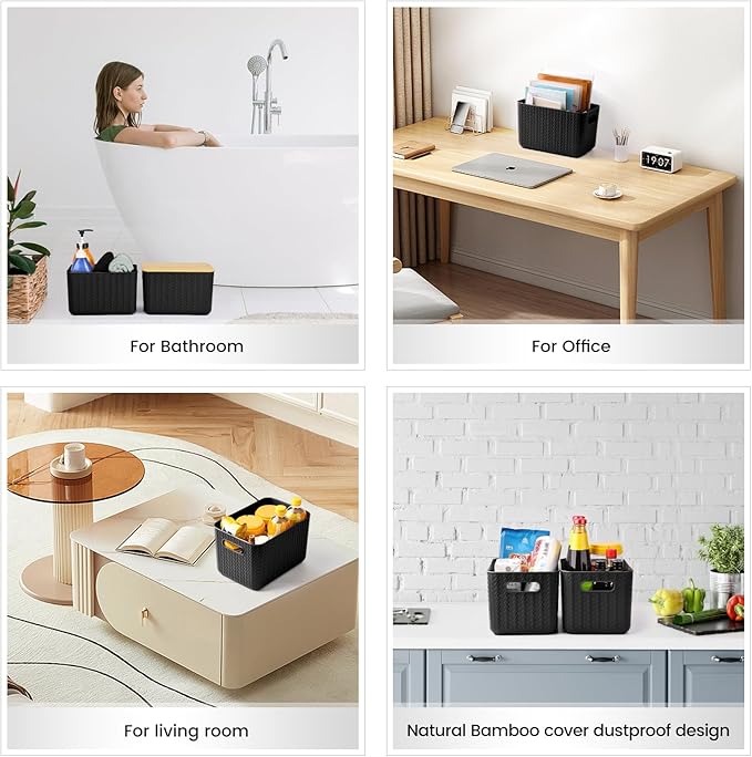 4 Packs Storage Bins with Bamboo Lids - Image 7