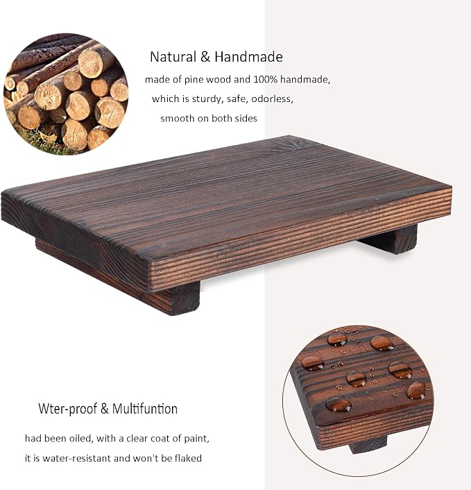 Bathroom Counter Organizer Wood Pedestal Stand Farmhouse Decorative Tray Soap - Image 3
