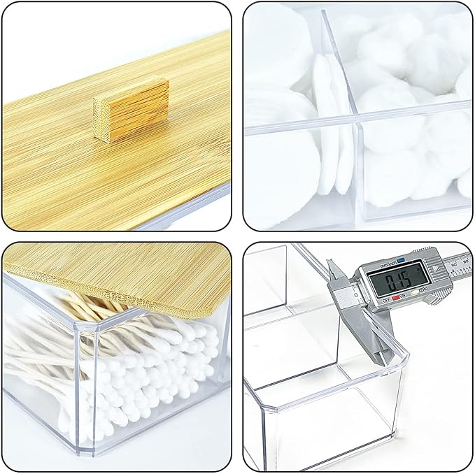 Acrylic Qtip Dispenser with Wood Lid - Image 6