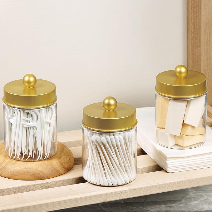 Amolliar Qtip Holder Dispenser -8oz Plastic Apothecary Jar Containers - Image 2