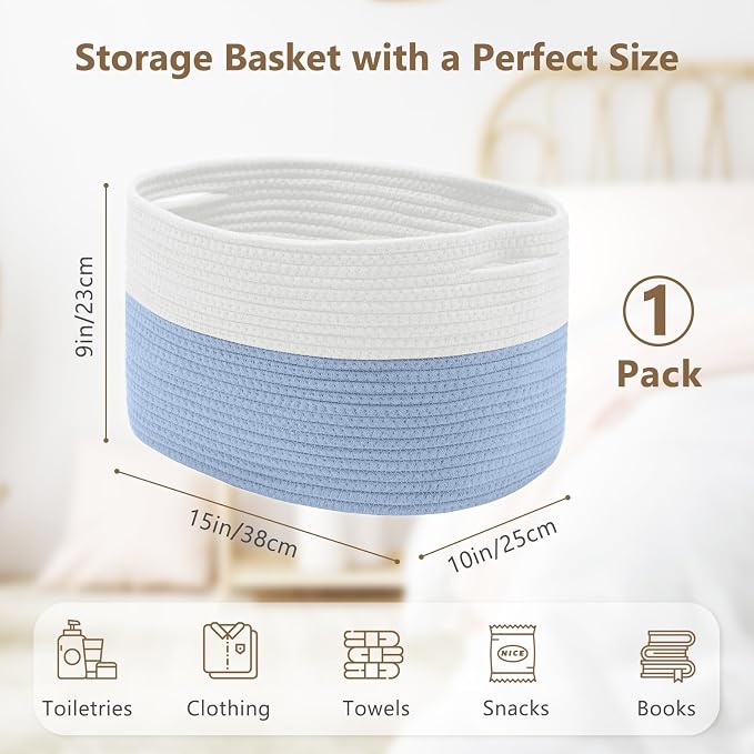 Cotton Rope Storage Basket, Woven Basket - Image 3