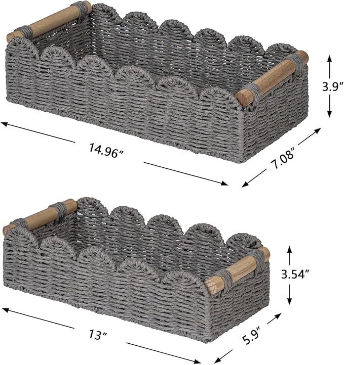 CubesLand Toilet Paper Storage Basket, Scalloped Edge Shelves Basket - Image 3