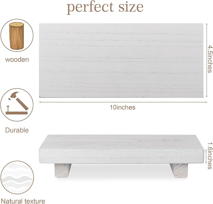 zoocatia Small Wood Tray Pedestal Stand Farmhouse Bathroom Decor Decorative - Image 4