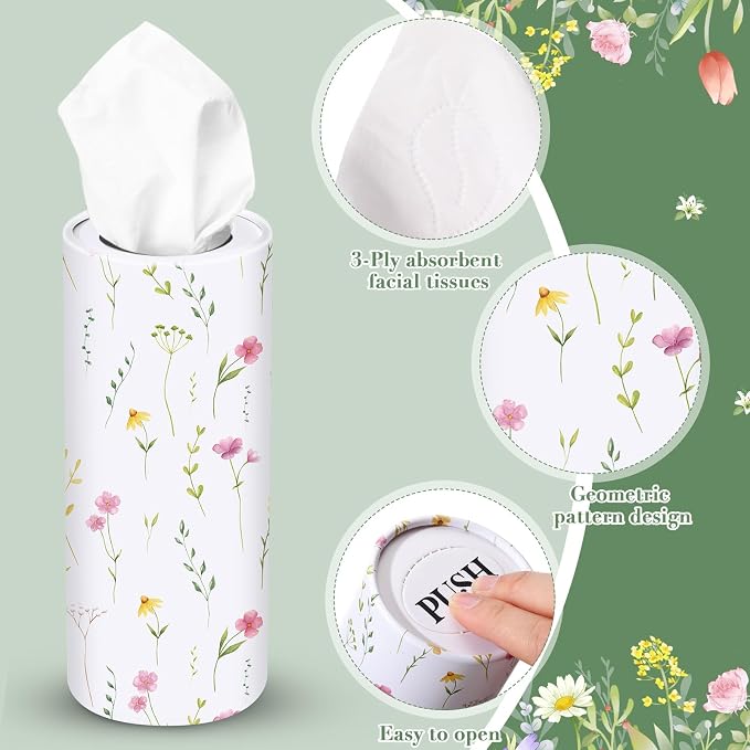 Outus 12 Pcs Floral Car Tissue Holder Cylinders - Image 3