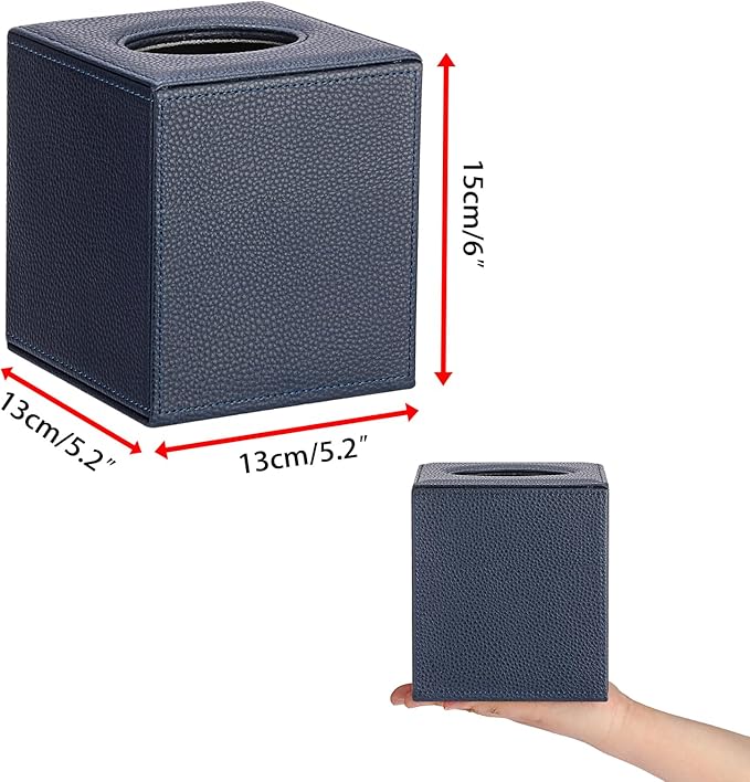 Sumnacon Tissue Box Cover Square Tissue Box Stylish PU Tissue Box Holder - Image 5