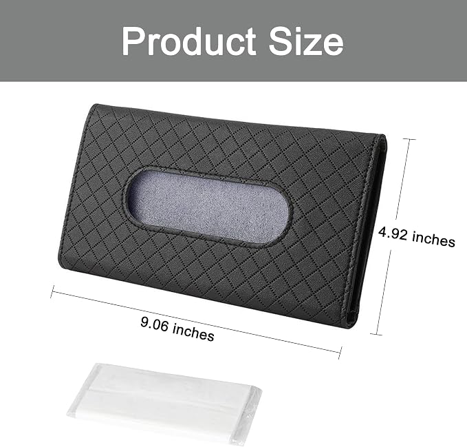 Car Sun Visor Tissue Holder, Car Napkin Holder, Premium PU Leather, Mask Holder - Image 4
