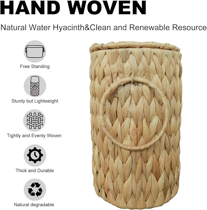 Toilet Paper Basket with Lid, Wicker Basket - Image 7