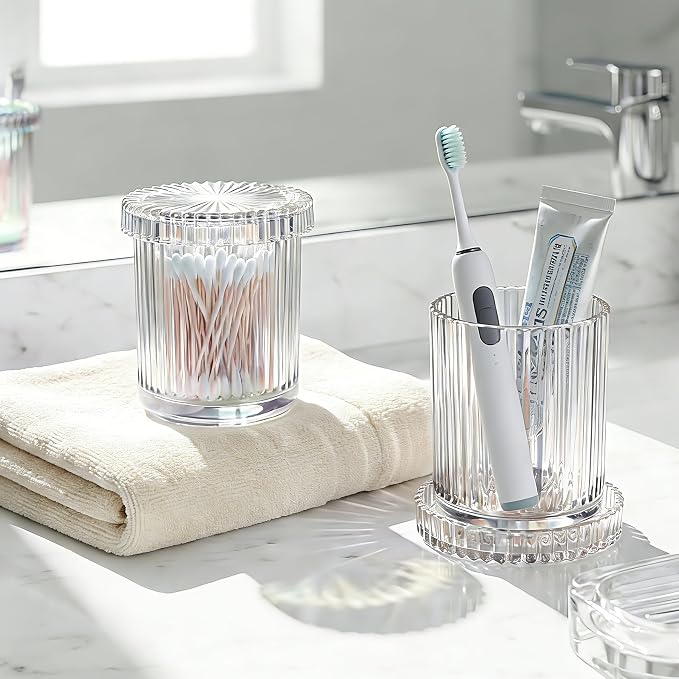 2 Pack Glass Qtip Holder Dispenser Set - Image 3
