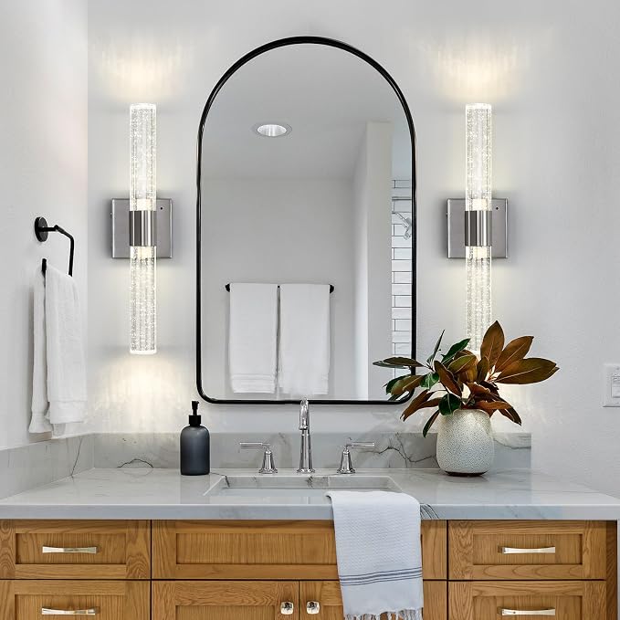 Wireless Wall Sconces Set of Two Battery Operated, 4000K Dimmable Crystal LED - Image 7