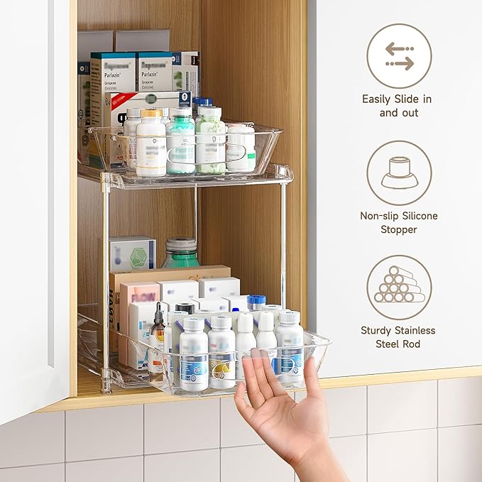 Under Sink Organizer, Bathroom Organizers and Storage, 2 Tier Multi-Use Pull - Image 4