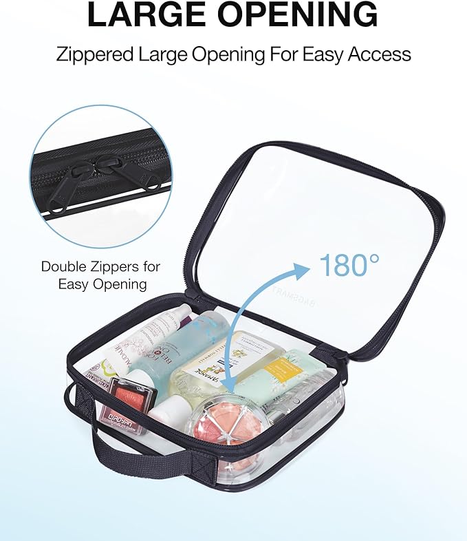 BAGSMART Clear Toiletry Bag, TSA Approved Travel Toiletry Bag Carry On Travel - Image 3