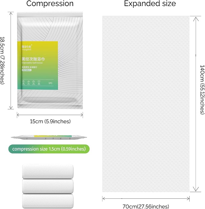 YOUNGTIME Disposable Bath Towels 55" x 27.5", Quick Dry Disposable Body Towel - Image 2