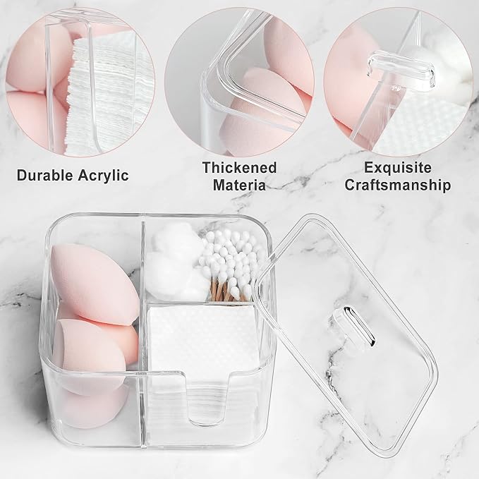 KIMCHOMERSE Qtip Holder, 4 Compartments Bathroom Canisters - Image 3