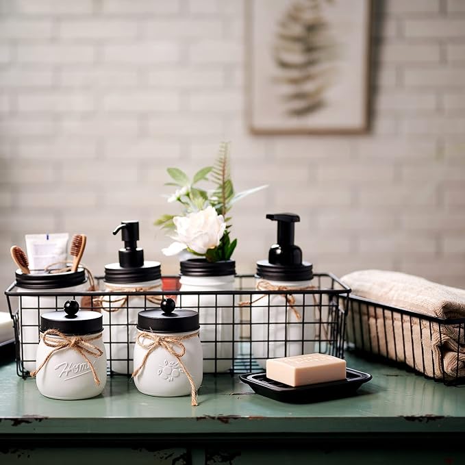 SheeChung 6Pcs Mason Jars Bathroom Accessories Set - Image 6