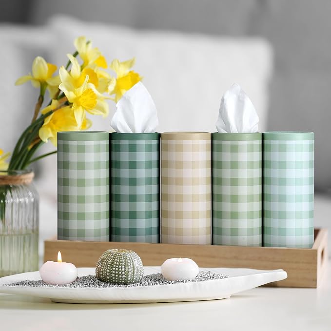 12 Set Green Plaid Tissue Boxes - Image 4