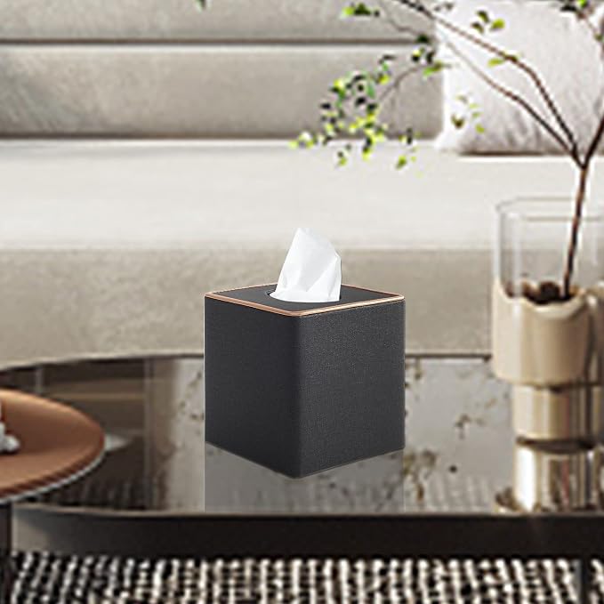 Tissue Box Cover Square Tissue Box Holder PU Leather Facial Organizer - Image 8