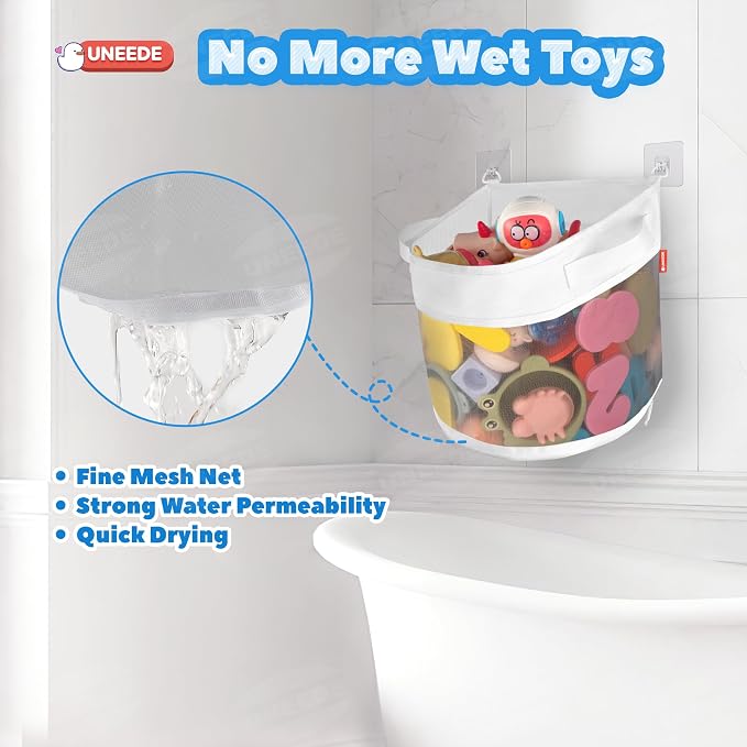 UNEEDE Bath Toy Organizer, 4.15 Gallons Bathtub Toy Storage Organizer, Quick - Image 5
