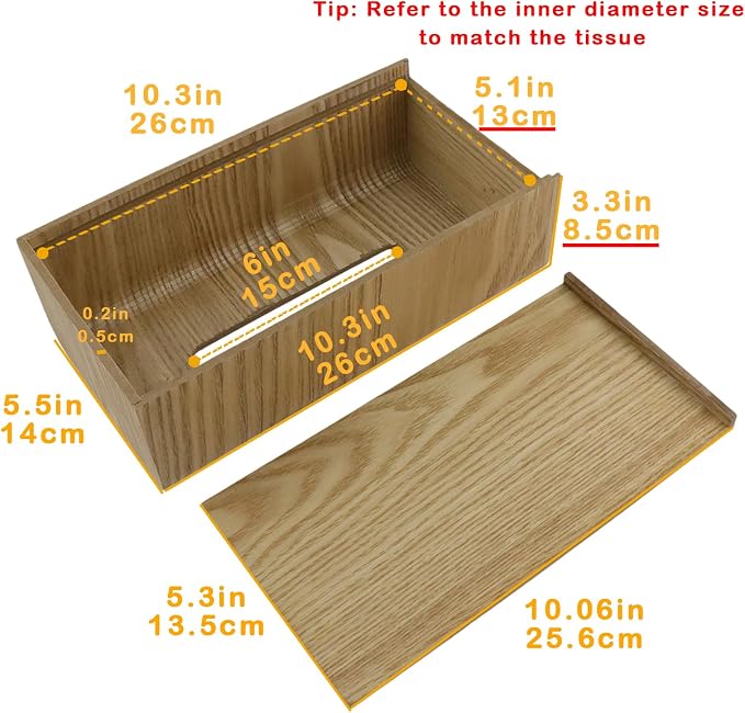 Geesatis Tissue Box Cover, Wood Tissue Box Holder, Rectangular Napkin Facial - Image 2