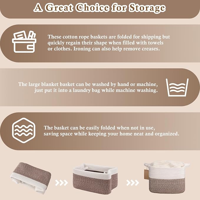 Goodpick Woven Storage Basket, Cotton Rope Baskets - Image 7