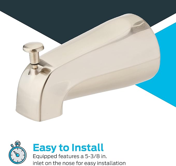 EZ-FLO 5 Inch Zinc Bath Tub Diverter Spout, 1/2 Inch IPS Pipe, Brushed Nickel - Image 6