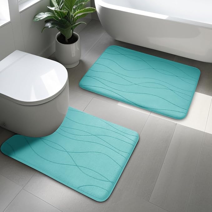 YIHOUSE Memory Foam Bathroom Rug Sets 2 Piece, Ultra Absorbent Bath Mat - Image 6