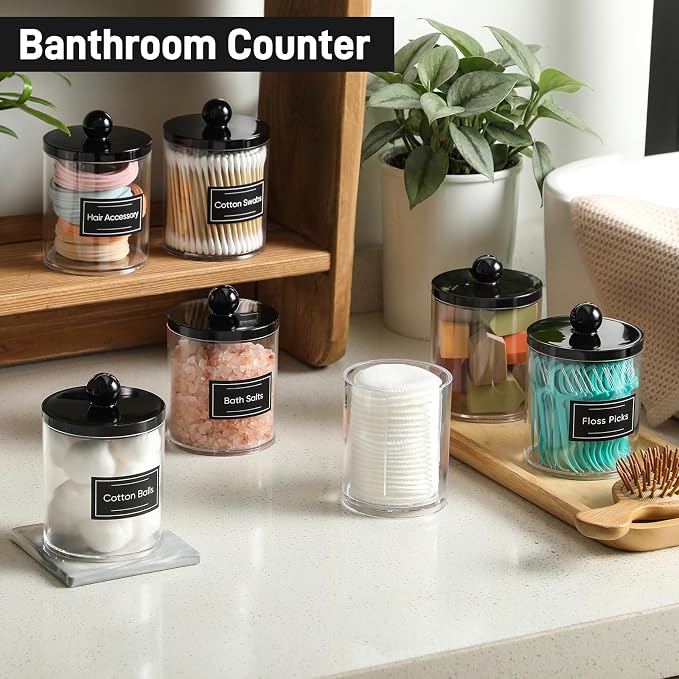 4 Pcs, Acrylic Qtip Holder Dispenser - Image 4