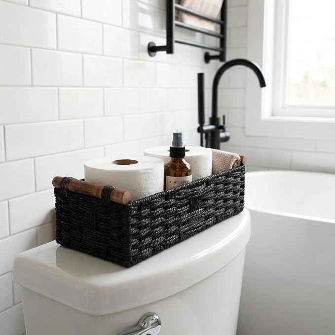 Back of Toilet Basket, Basket for Toilet Tank Top, Narrow Bathroom Organizer - Image 3