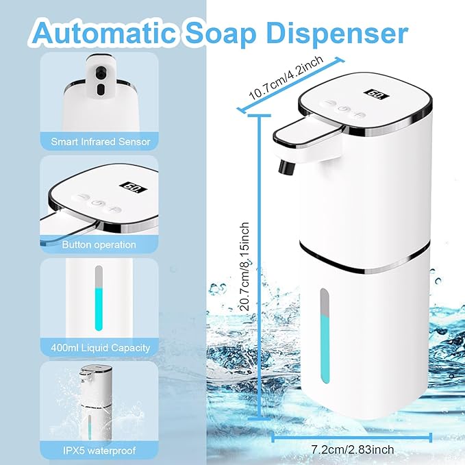 Automatic Foaming Soap Dispenser Touchless, USB Rechargeable Smart Hand Soap - Image 2