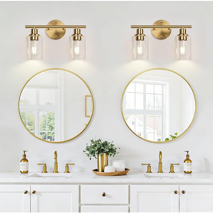 2-Light Bathroom Light Fixtures, Brushed Gold Vanity Light, Modern Vanity Lights - Image 7