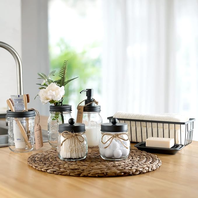 SheeChung 6Pcs Mason Jars Bathroom Accessories Set - Image 6