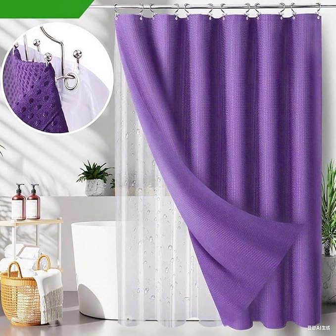 Purple Bathroom Set, Trash Can, Toothbrush Holder, Soap Dispensers, Toothbrush - Image 3