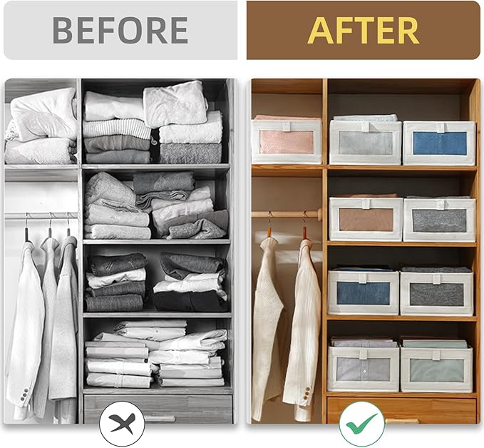 Linen Closet Organizers And Storage, 4 Pack Storage Bins Baskets - Image 3