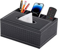 Tissue Box Cover Rectangle Black Tissue Box Holder PU Leather Facial Tissue by XNONE