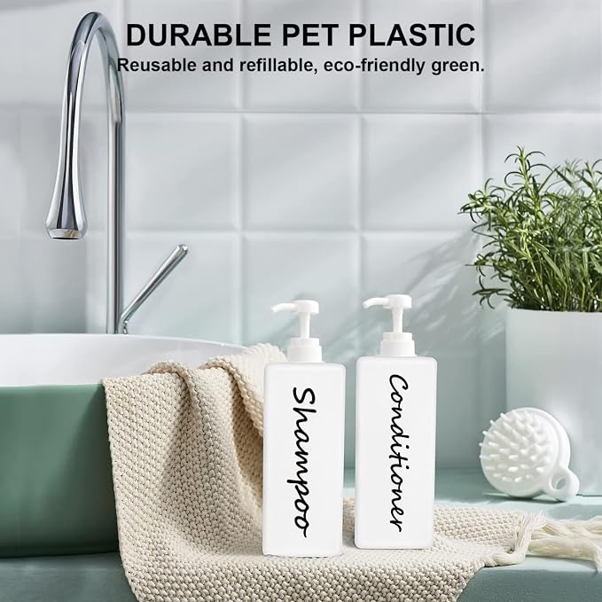 21oz Shampoo and Conditioner Dispenser Modern Refillable Shampoo Pump Bottles - Image 4