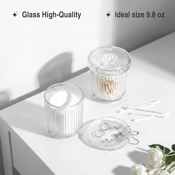 2 Pack Glass Qtip Holder Dispenser - Image 4