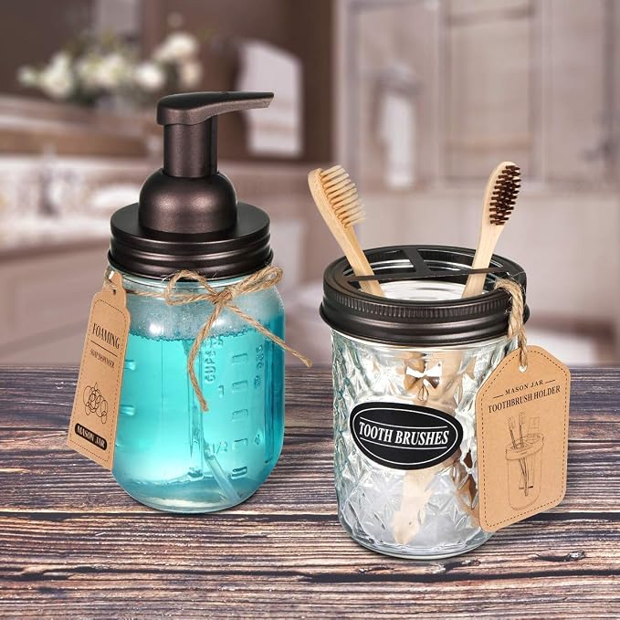 Amolliar Mason Jar Foaming Soap Dispenser, Rustproof Stainless Steel Lid - Image 4