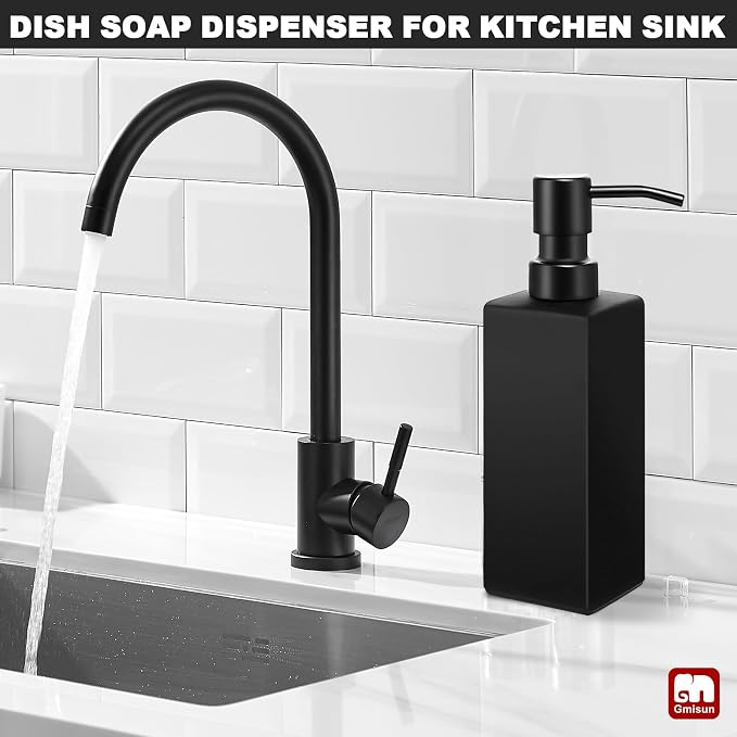 GMISUN Black Soap Dispenser Bathroom, Glass Hand Soap Dispenser - Image 4