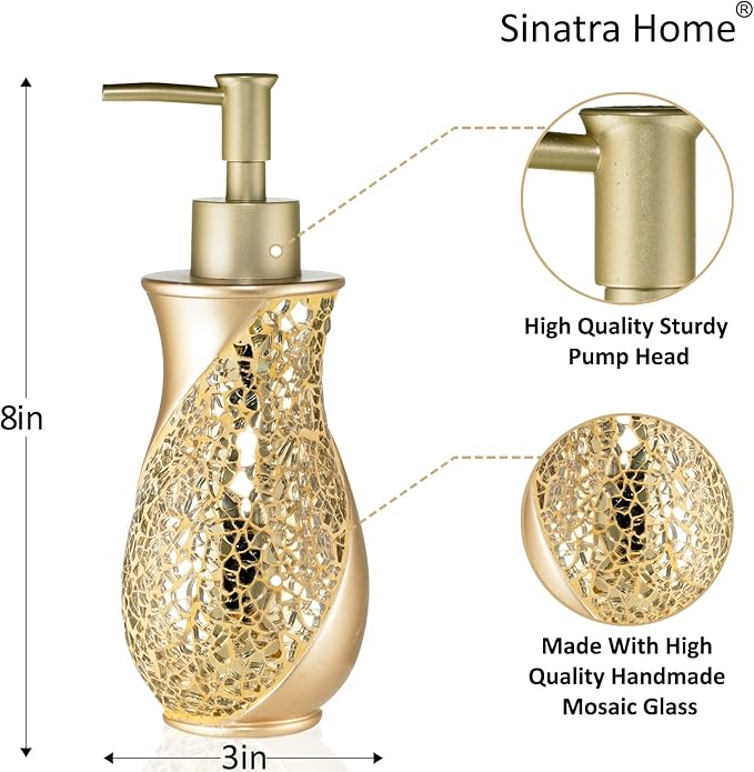 Zahari Home 4pc Sinatra Stylish Bathroom Accessories Set Champagne Gold Soap - Image 2