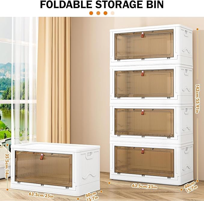 4 Tier Storage Bins with Lids 102QT, Stackable Storage Containers with Wheels - Image 3