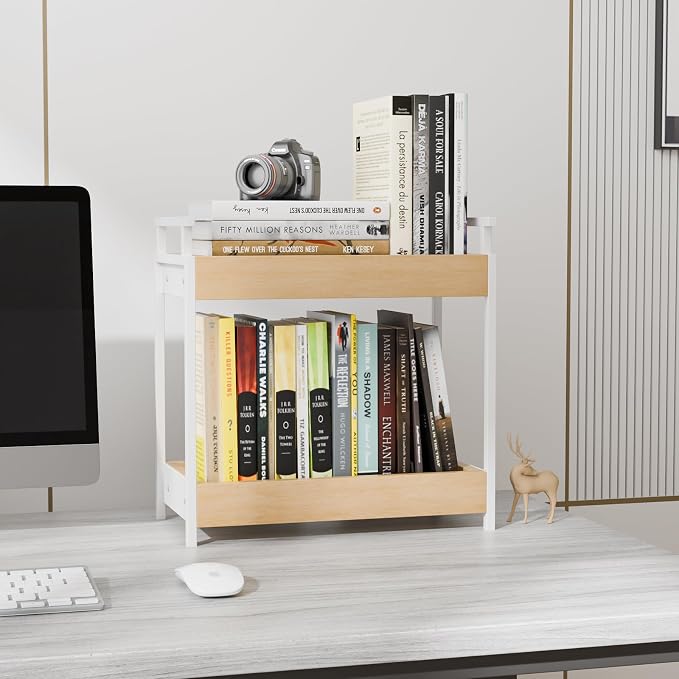 KLM Countertop Coffee Station Organizer, 2 Tier Wooden Shelf - Image 5