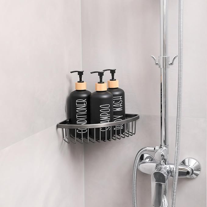 MOMEEMO Black Shower Soap Dispenser Set, Contains 3 Extra-Thick PET Plastic - Image 5