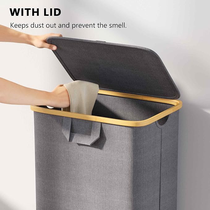 SpaceAid Laundry Hamper with Wheels and Lid, 26 Gal Rolling Clothes Basket with - Image 4