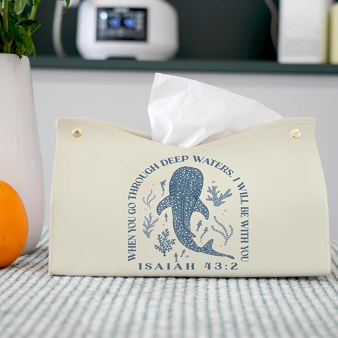 Whale Shark Christian Tissue Box Cover Rectangle, Ocean Whale Scripture Bible - Image 2