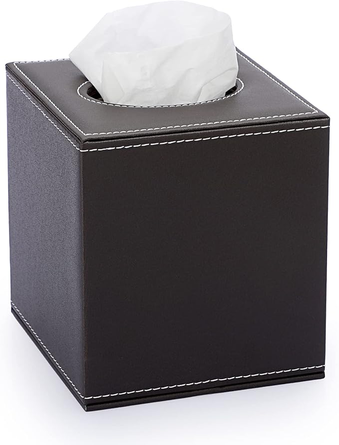 Sumnacon Square Leather Tissue Box Cover by Sumnacon
