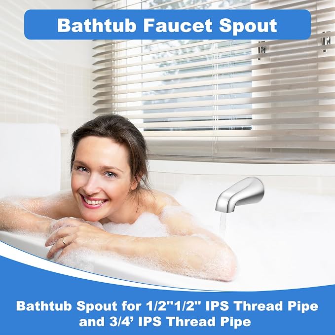 Universal Bath Tub Spout with Adapter, Bathtub Faucet Spout Without Diverter - Image 7