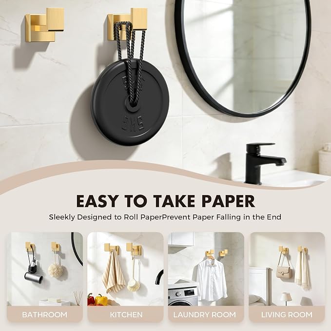 Bathroom Accessory Towel Bar Set: 10 Pieces Gold Bathroom Hardware Square - Image 6