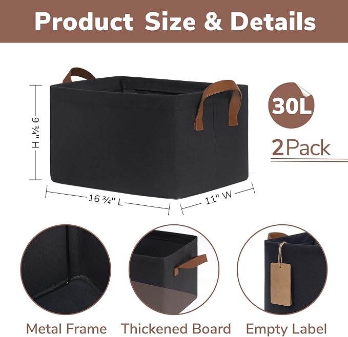 CHICVITA Large Storage Bins for Clothes and Toys, 16 " L x 11" W x 9 " H - Image 6